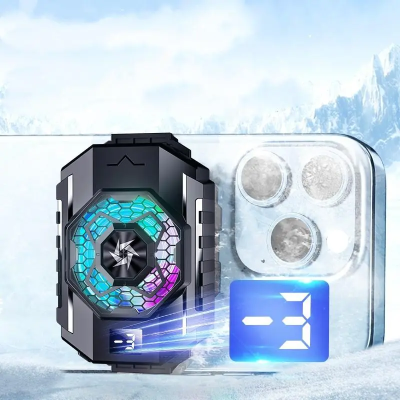 Semiconductor Cooling Mobile Phone Radiator, USB Powered Mobile Phone Cooling Fan with Digital Display, Mobile Phone Gaming Back Clip Cooler