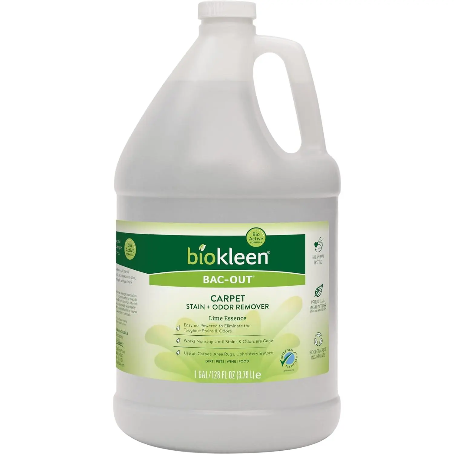 Bac-Out Enzyme Stain & Odor Remover - 128 Ounces - Destroys Stains & Odors Safely, for Pet Stains, Laundry, Diapers, Wine, Carpets, & More, Eco-Friendly, Non-Toxic