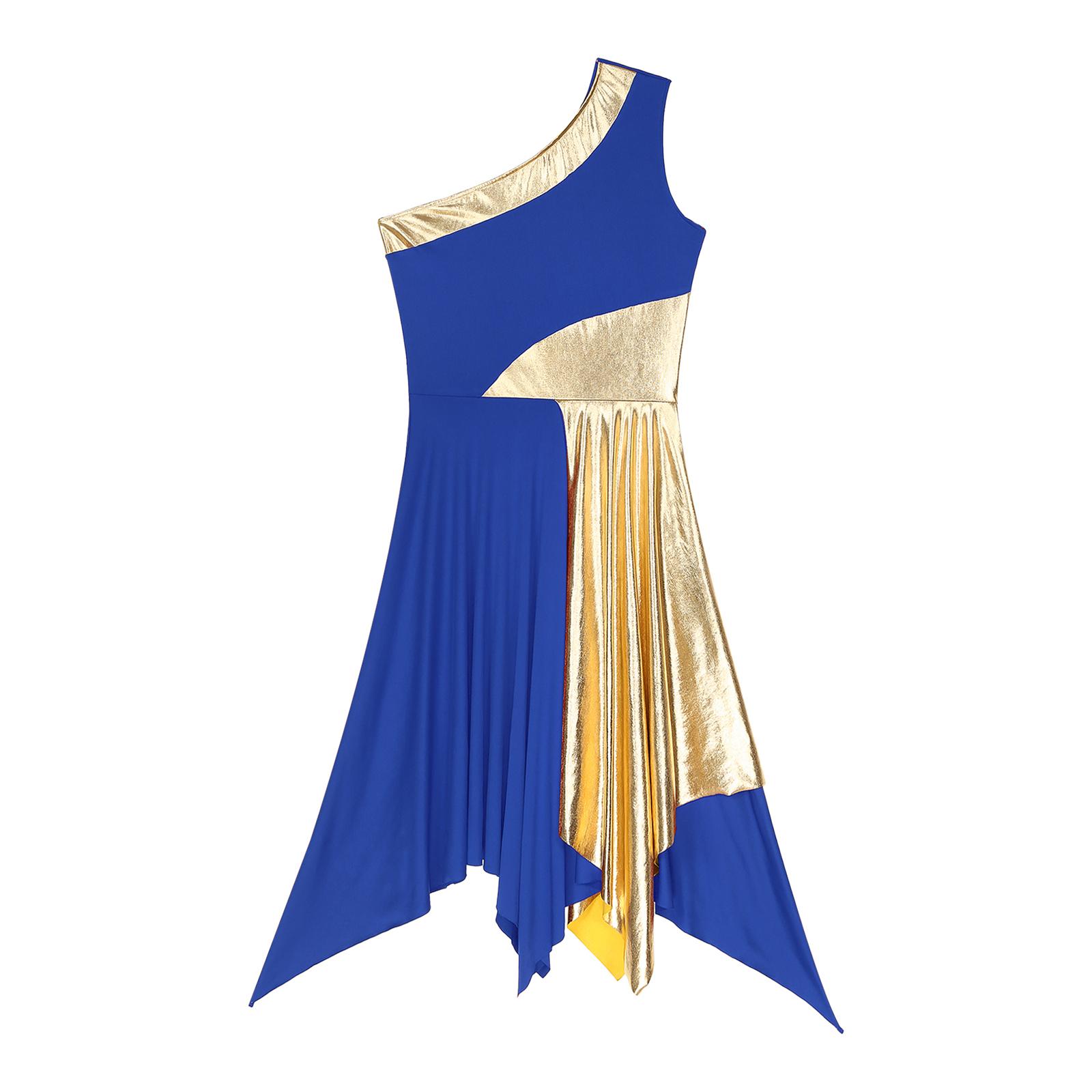 Women Church Choir Worship Praise Dress Modern Lyrical Dance Performance Costume One Shoulder Irregular Hem Dresses Dancewear Women Church Choir Worship Praise Dress Modern Lyrical Dance Performance Costume One Shoulder Irregular Hem Dresses Dancewear