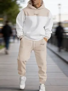 Men's 2025 Hooded Letter Set Hoodie & Casual Pants Business Fashion Versatile Simple Two-Piece Youthful Stylish Outfit