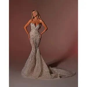 CORSET IN SILVER BRIDAL LONG DRESS