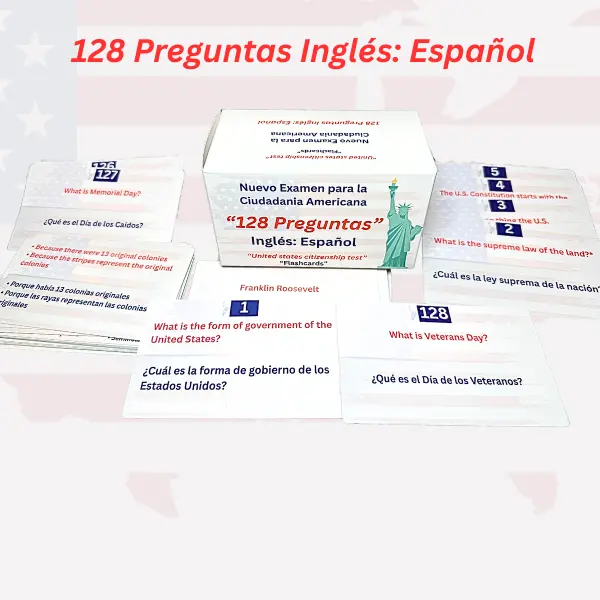 Civics Study Flashcards 128 Questions Updated Edition 2026 for U S Naturalization Test Review Portable Educational Aid