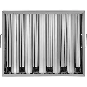 【Summervibes】6Pcs/Set 430 Stainless Steel Range Hood Filter With 5 Grooves Baffle Grease Filter 20 x 16 Inch For Commercial Kitchen