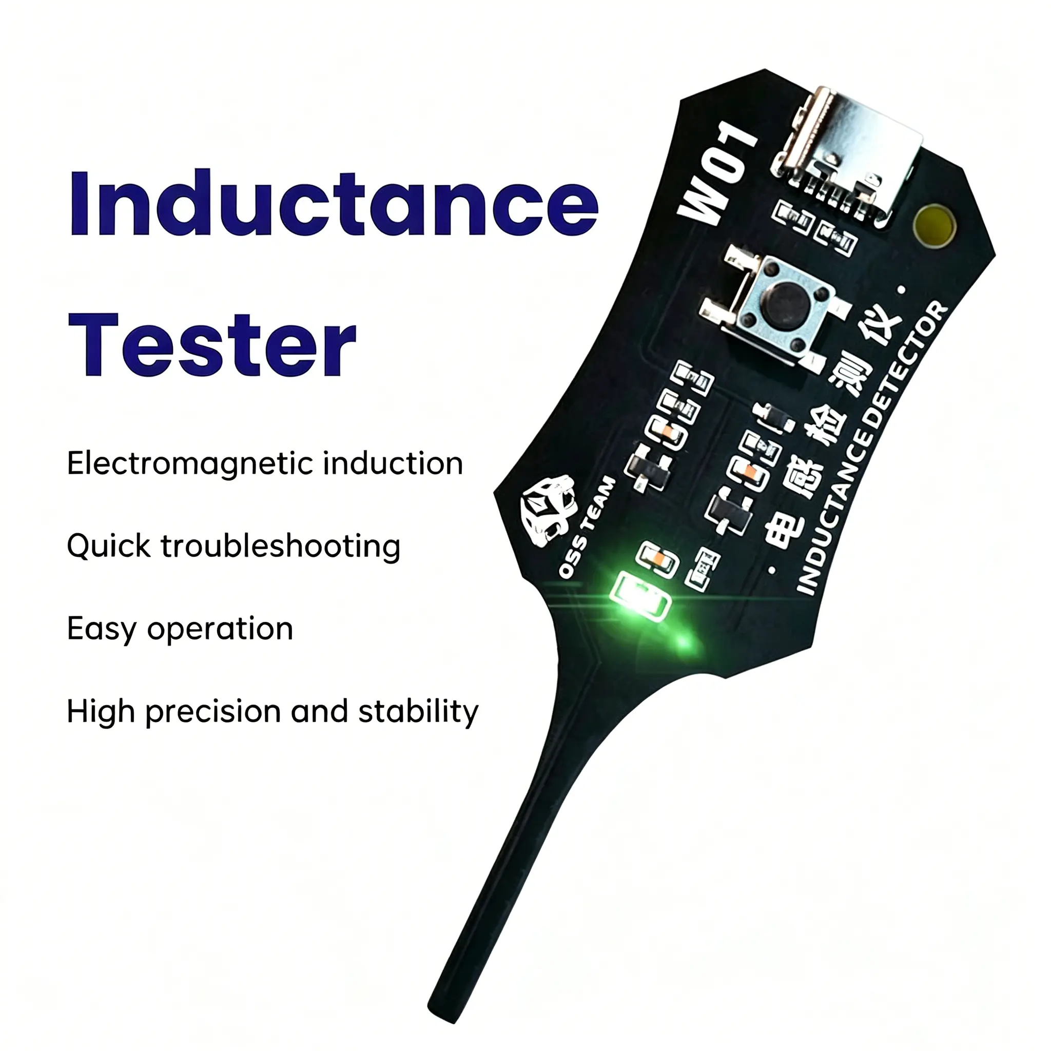 Type-C Powered Inductor Tester, Fast Detection, Essential Tool for Mobile Phone/Lamp/Appliance Repair, Electromagnetic Induction Fault Locator, Motherboard Maintenance and Troubleshooting Tool,summerwins