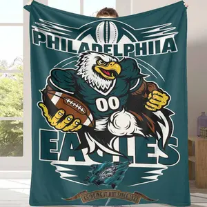 Fierce Eagle Football Flannel Blanket Bold Gridiron Mascot Graphic Ultra Soft Warm Cozy Lightweight Throw For Sofa Bed Dorm Game Day Watch Parties Tailgates Sports Fan Gift