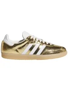Adidas Originals Women's Cracked Leather Samba OG Sneakers, Gold, KI5719