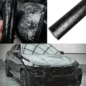 Carbon Fiber Vinyl Wrap Roll, Matte Car Sticker with Bubble Free Air Release DIY Decal, Vehicle Motorcycle Self Adhesive Sticker Film
