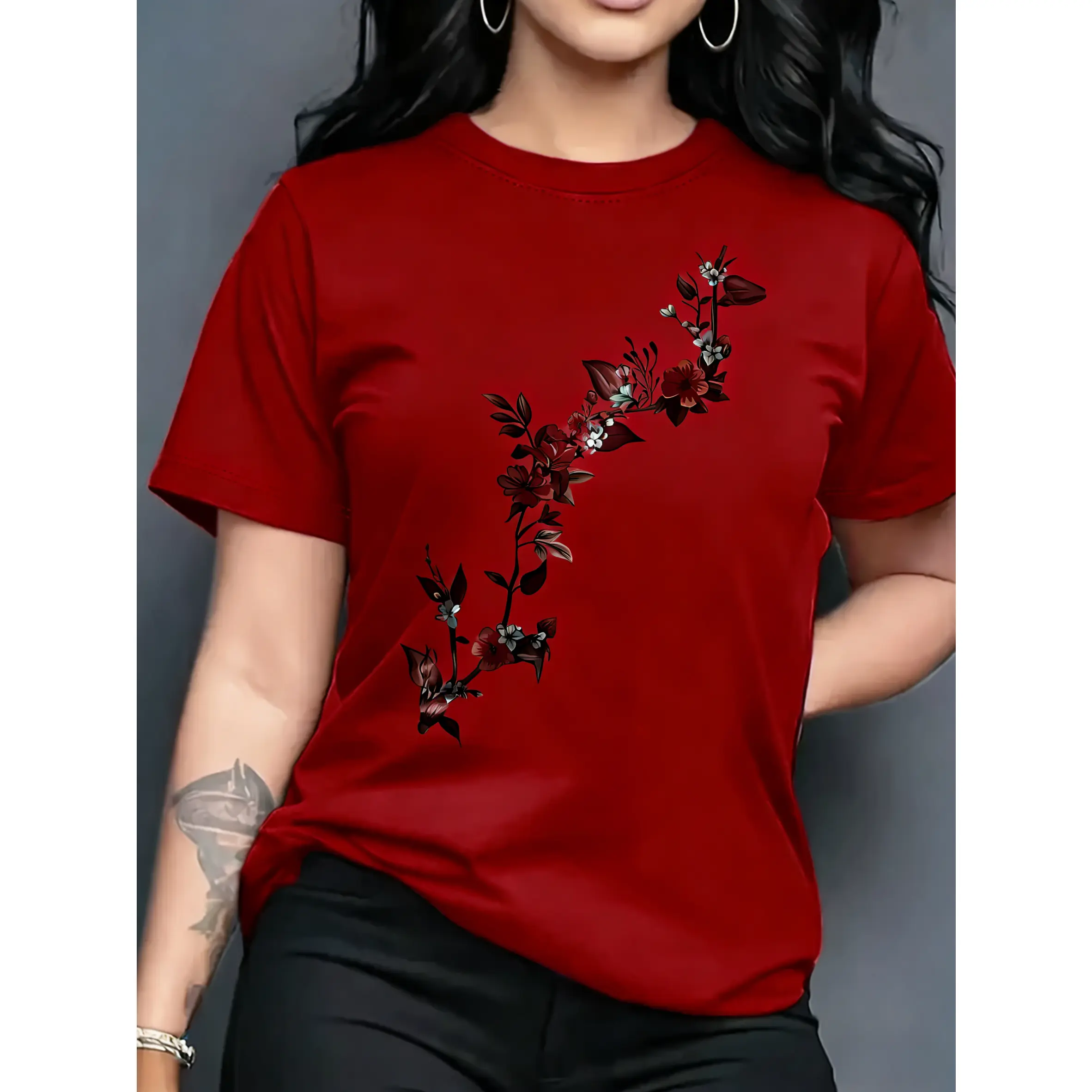 Women's Oversized T-Shirt with Butterfly Graphic, Comfy Casual 100% Cotton Short Sleeve Streetwear Top, Oversized Tshirt Women, Basic, Fabric, Fit