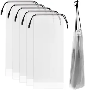 Mozeat Lens 6 Pcs Umbrella Bags Wet Umbrella Cases Clear Umbrella Cover Wet Umbrella Bags Folding Umbrella Storage Bag Waterproof Travel Umbrellas Sleeves with Drawstring MOZEAT LENS