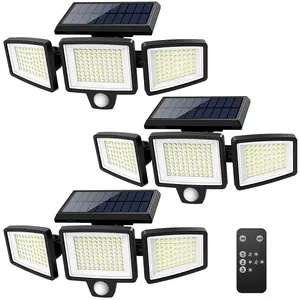 Solar Outdoor Lights 2500LM 210LED Security Lights,3 Heads Dimmable SpotLights with 3 Modes,IP65 Waterproof Suitable for Backyard Garage