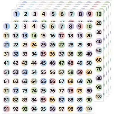 Counting Stickers 2500 Black Number Stickers - 25 Sheets Of 1-100 Round ...