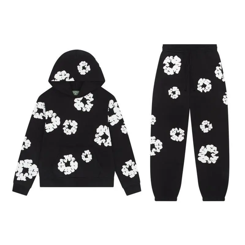 Trendy Hot D-Denim T-Tears Black White Floral Unisex Baggy Streetwear Pullover Hoodie and Sweatpants with Pockets 2 Sides, Couple Matching Streetwear Long Sleeve Hooded Sweatshirt Trendy Hot D-Denim T-Tears Black White Floral Unisex Baggy Streetwear Pullover Hoodie and Sweatpants with Pockets 2 Sides, Couple Matching Streetwear Long Sleeve Hooded Sweatshirt