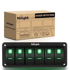 Nilight DIY 6-Gang Aluminum 5-Pin ON/Off Control Green Rocker Switch Set, Night Glow, Universal Fit for Home Improvement Electrical Equipment & Supplies