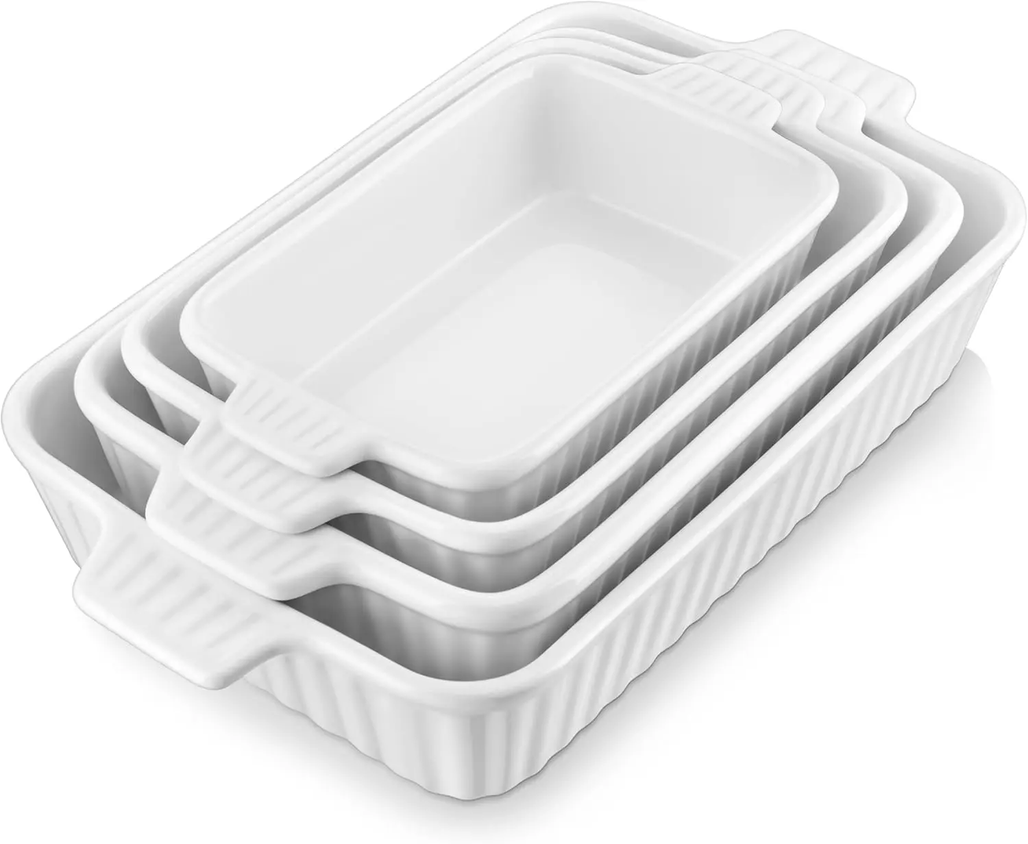 MALACASA Casserole Dishes for Oven, Porcelain Baking Dishes, Ceramic Bakeware Sets of 4, Rectangular Lasagna Pans Deep with Handles for Baking Cake Kitchen,...
