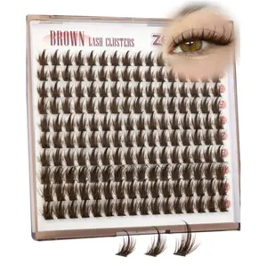 Brown Lash Clusters Manga Eyelash Clusters Dark Brown Wispy Cluster Eyelash Extensions Short 10-14mm Fairy Individual Lashes Natural Anime Lashes Extensions 160PCS by zenotti