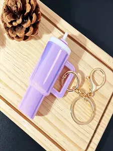 Shiny Mini Insulated Cup Lipstick Box, Portable Small Item Organizer, Keychain for Keys and Backpacks, Mini Insulated Cup Keychain