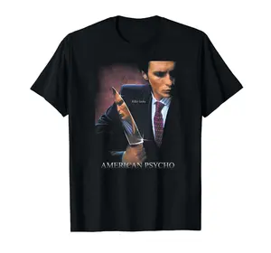 VintageTee American Psy.cho Patrick Bateman T-Shirts, Psycho Horror Killer Retro Homage Tshirt Patrick Bateman Retro Halloween Horror Crewneck Tshirt