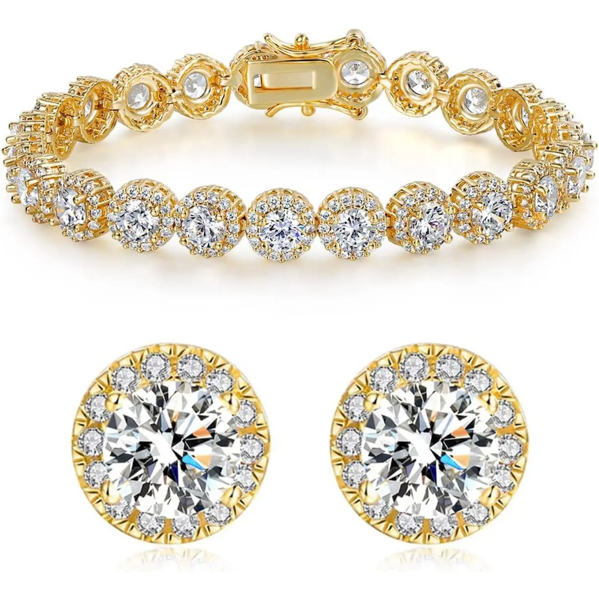 Yellow gold+6MM earring