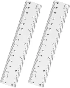 Clear Plastic 6 Inch Straight Ruler Shatterproof with Inches and Centimeters for School Classroom Home or Office 2pcs