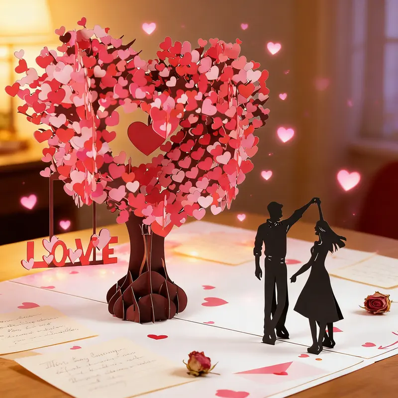 Pop Up Anniversary Card, 3D  Valentine's Day Anniversary Card with Love Tree & Hearts - Wedding Card for Wife, Husband, or Couple | Romantic Gift for Anniversary, Valentine's, Birthday (6x8 inch)