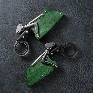 Unique Circular Ring Handle Fixed Blade Utility Knife, Polished Steel Craft Knife with Custom Green Hardwood Protective Sheath, Ideal Collectible Knife for Knife Enthusiasts, Household Prep, Outdoor Camping & Men’s Gift Collection