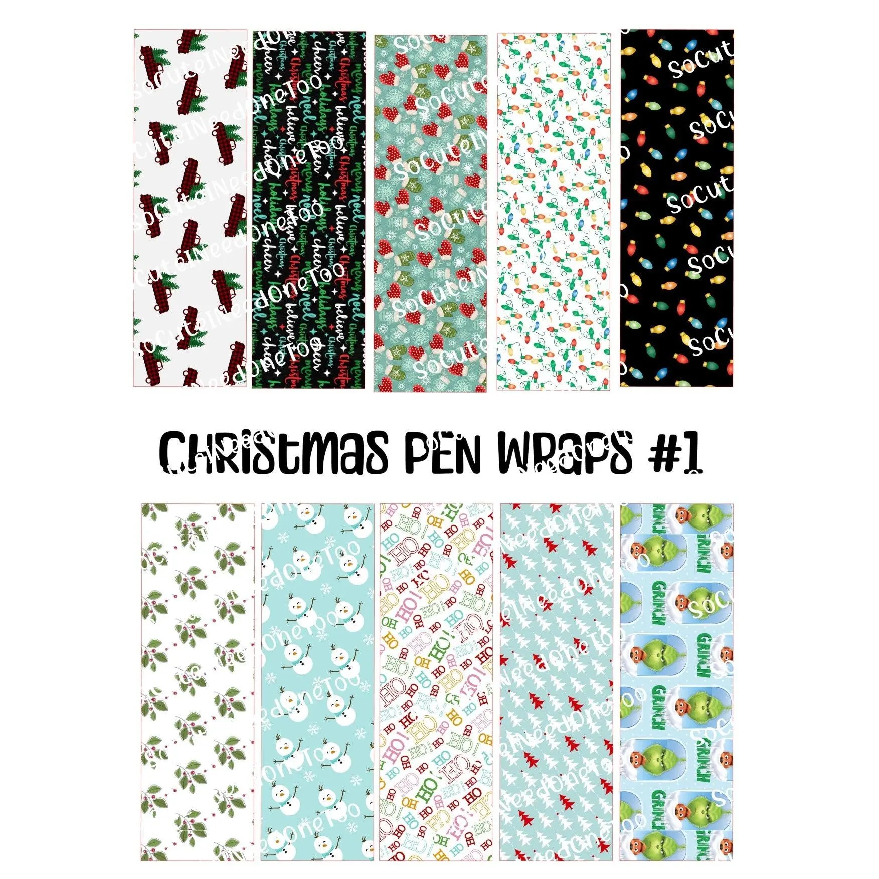 Christmas Pen Wraps #1 – Festive Holiday Designs for Bic Pens