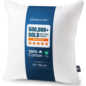 18x18 Throw Pillow Insert with 100% Cotton Cover 18 Inch Square Microfiber Pillow Sham Stuffer Couch Cushion Pillow 1 Count 1 Pack