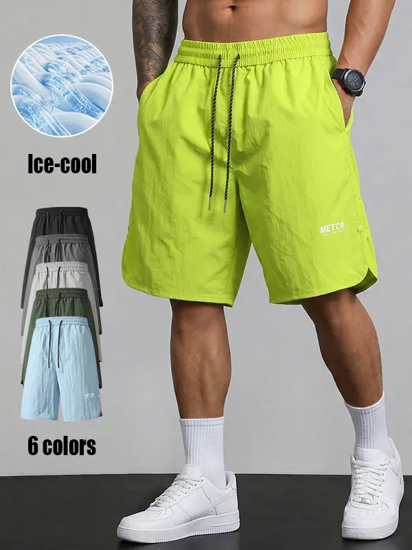 Men's shorts, Ice cooling quick-dry sport casual pants, stylish leisure shorts, nylon fabric, anti-pilling, abrasion-resistant, comfortable and breathable, fashionable pattern design, suitable for outdoor leisure sports exercise, men's daily casual shorts