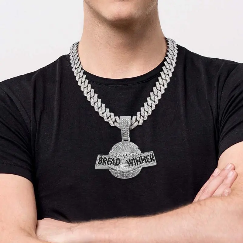 Shark Letter Cuban Link Chain Necklace Vintage Hip Hop Pendant Classic Street Jewelry Versatile Daily Wear Fashion Decoration for Men Women