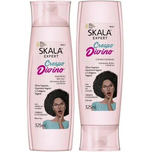 Skala Expert Crespo Divino Youth Haircare Kit - 325ml Daily Cleansing Shampoo & Conditioner Hair Repair Set with Argania Spinosa Kernel Oil, Caesalpinia Spinosa Gum for All Hair Types