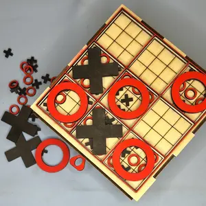 Ultimate Tic-Tac-Toe Board Game Box - 10 Games, 1 Board + Storage | Perfect Holiday Gift boardgames for Tabletop Chess table