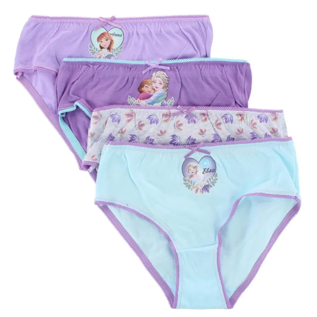 Textiel Trade Girl's Frozen Assorted Briefs (4-Pack), Briefs, Kid, Children, Garment Underwear