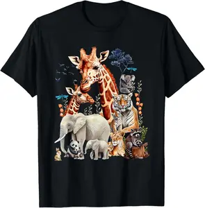 100% Cotton Zoo Animals Wildlife Birthday Party Animal Safari Jungle T-Shirt