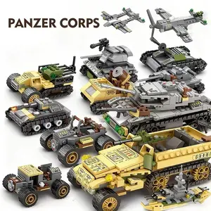 8-In-2 Tank & Armored Vehicle Building Blocks Model Kit, Realistic Tank Model, High-Difficulty Assembly, Holiday Gift, Collectible Toy Set