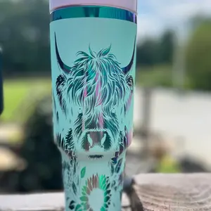 Engraved Highland Cow designed 40 oz tumbler Drinkware
