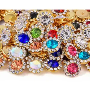 120 count 12mm Sunflower Sew on Rhinestones  Glass , Metal Claw Rhinestones Jewels for Crafts, Glitter  for Clothes Shoes Cap Earring Belt Sewing Accessories(00 Mixed Color)