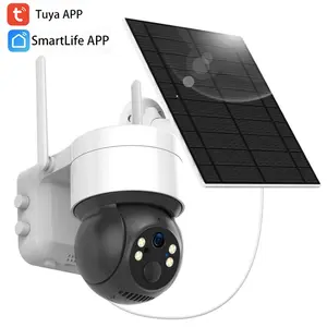 2.4Ghz WiFi Tuya SmartLife 3MP Outdoor Motion Tracking Color Night Vision Surveillance with Battery Solar CCTV Camera Wireless Security Cameras