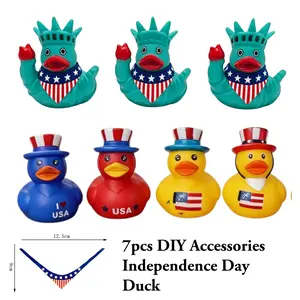 10pcs/7pcs American Independence Day 250th Anniversary Statue of Liberty New York Souvenir, Patriotic Rubber Duck Party Gift for July 4th