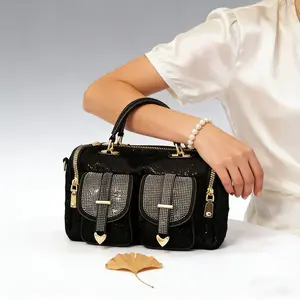 Women's Elegant Rhinestone Sequin Crossbody Bag - Large-Capacity, Multifunctional Shoulder Handbag with Durable Zipper for Casual, Formal Occasions