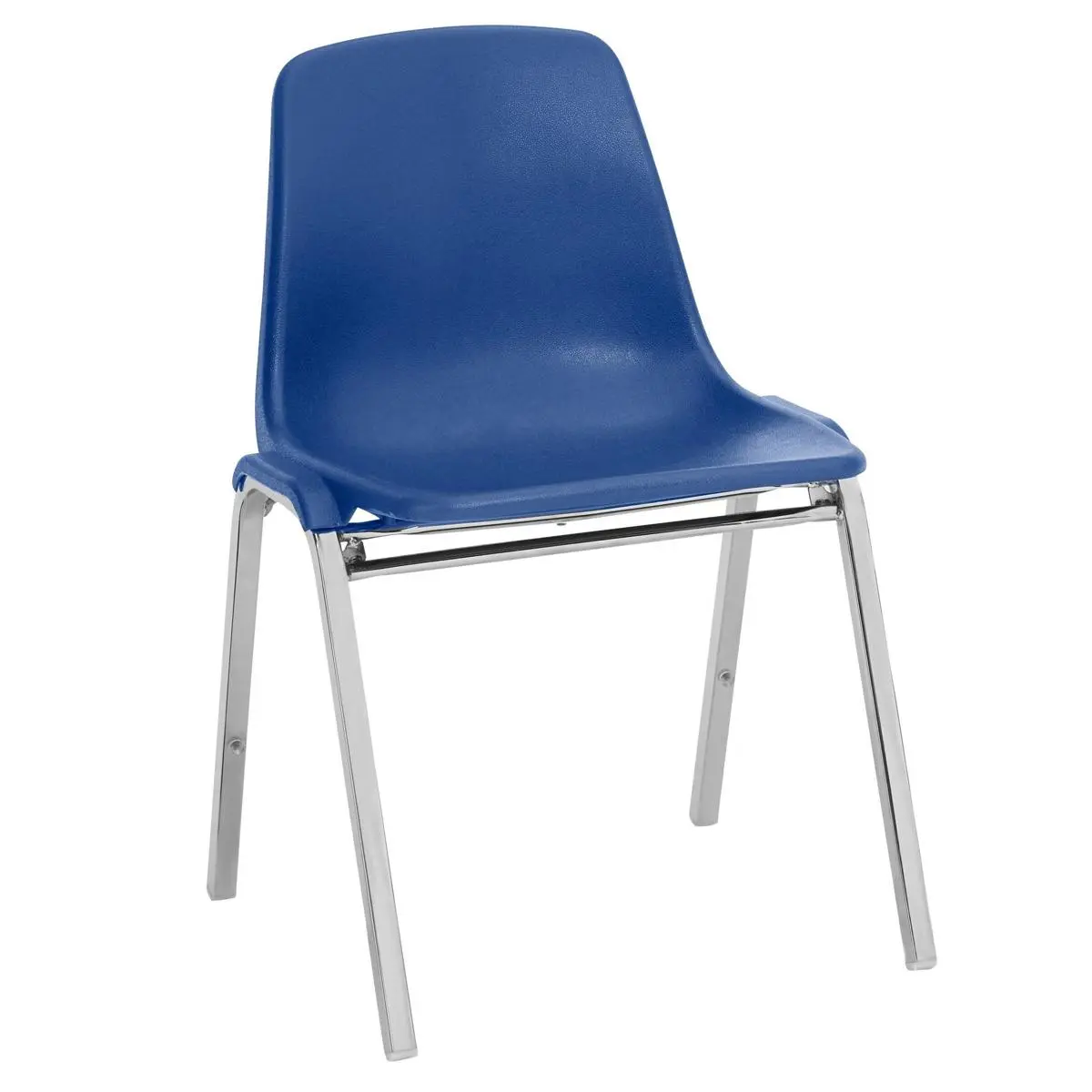 National Public Seating 8100 Series High-Density PP (Polypropylene) 1-Piece Seat Stacking Chair - Blue Poly Shell, Chrome Frame, Stacking Safe