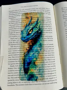Basilisk Bookmark – Watercolor Dragon, Mythical Bookmark Design, Fantasy Creature Bookmark for Book Lovers