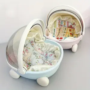 Portable toy storage box, round cradle & mattress. Breathable mesh pod, Labubu-compatible. Ideal for collection, travel, storage. Compact & securely sealed.The perfect gift - a figurine display stand.