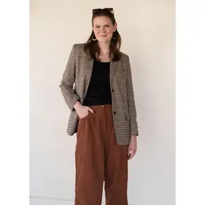 Brown and Black Houndstooth Blazer