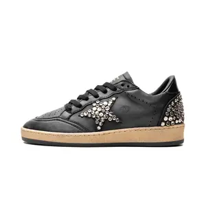 BALL STAR NAPPA UPPER AND SPUR LEATHER STAR SHINY LEATHER HEEL WITH STUDS "BLACK" GWF00117.F004375.90100