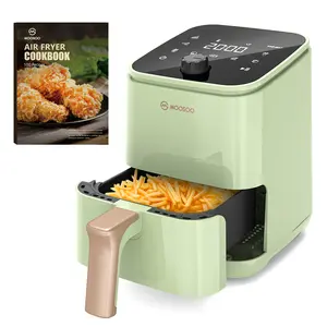 MOOS00 2-Quart Small Air Fryer with 8 Preset Modes, Touch Screen Control, Mini Air Fryer, Bake, Bake, Reheat, Space Saving and Low Noise, Non-Stick and Dishwasher Safe 30 Baskets In-app recipes