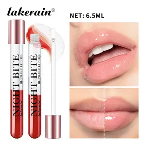 1 Count Night Bite Bi-Phase Lip Oil Water & Oil Formula for a Juicy “Bitten” Lip Look, Nourishes & Adds Shine, Soft Silicone Brush for Easy Application, Ideal for Dry Lips Natural Glossy Makeup