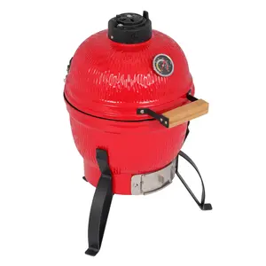 13in Round Ceramic Charcoal Grill red