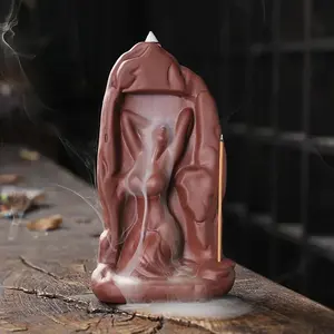 Backflow Incense Burner, 1 Count Ceramic Incense Holder, Aromatherapy Censer, Home Decor Ornament for Living Room Bedroom Office, Freshener