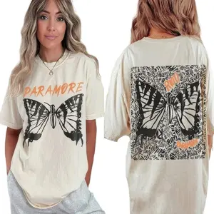 Paramore Tour T-Shirt with Doodles  2-Sided Collection Cotton, 100% Cotton, Graphic Design, Short Sleeve, Crew Neck, Perfect for Fans and Casual Wear