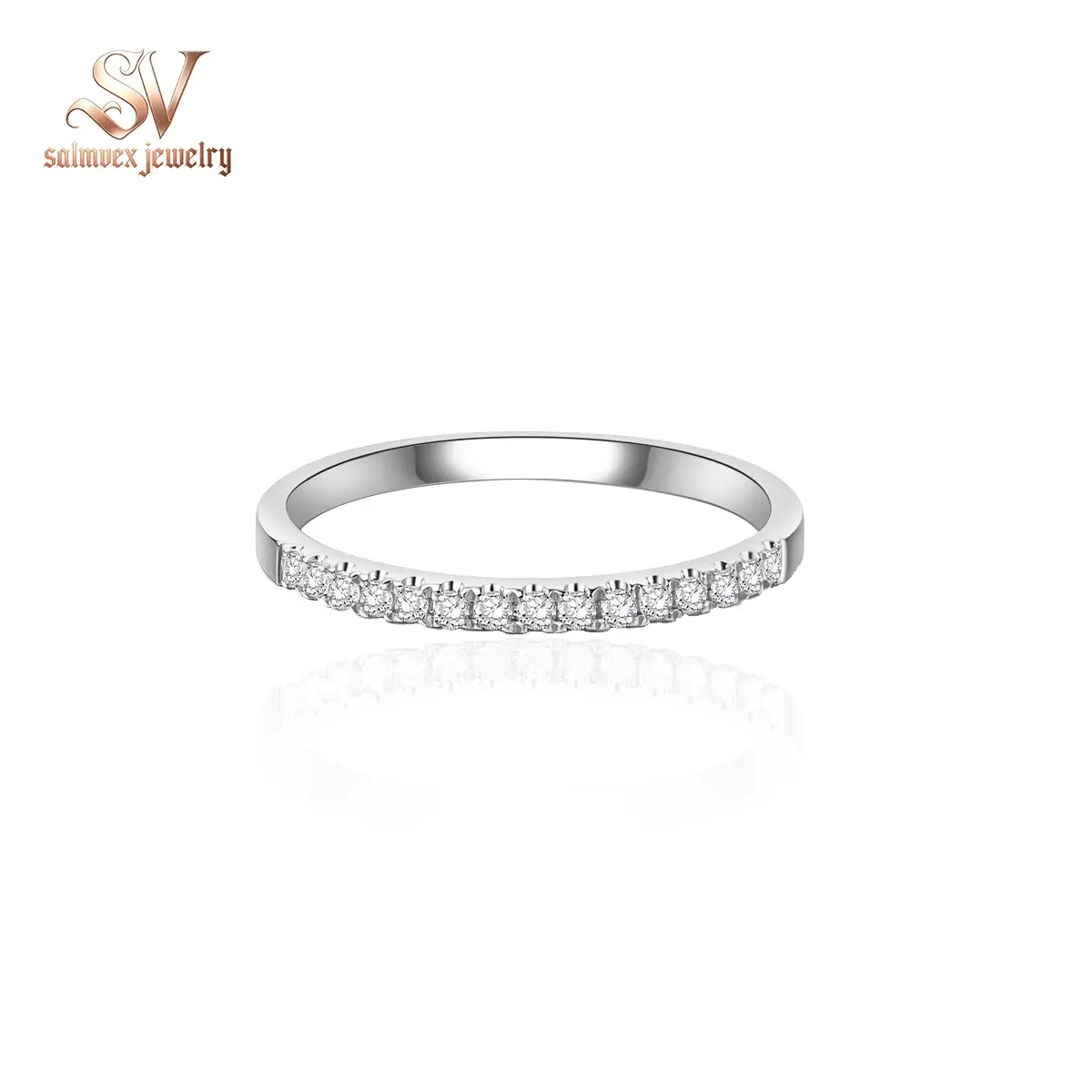 Salmvex Jewelry 0.2ct Wedding Bridal Set Band Round Synthetic Moissanite Wedding Ring Band S925 Christmas Gift
